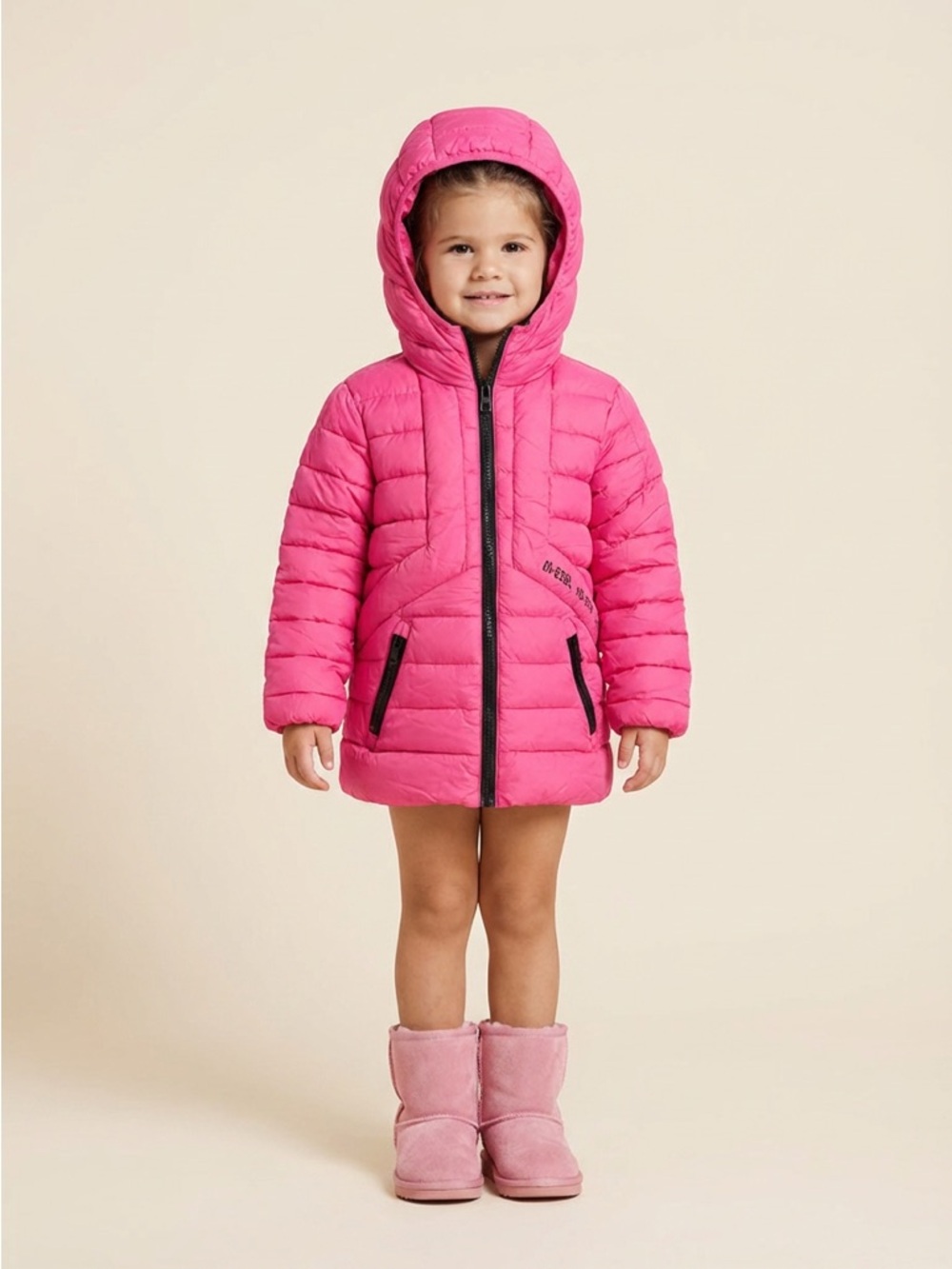Hot pink Diesel girls puffer jacket, size 8 (T8).